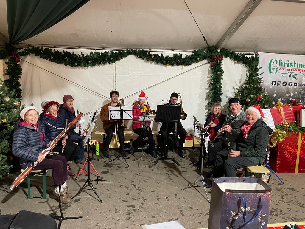 Featuring three trombonists in the Beamish Marquee Christmas twenty two.